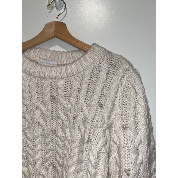 NWT. House Of Harlow 1960 Cream Cable Knit Cropped Pullover Sweater Women's Size - Picture 3 of 9